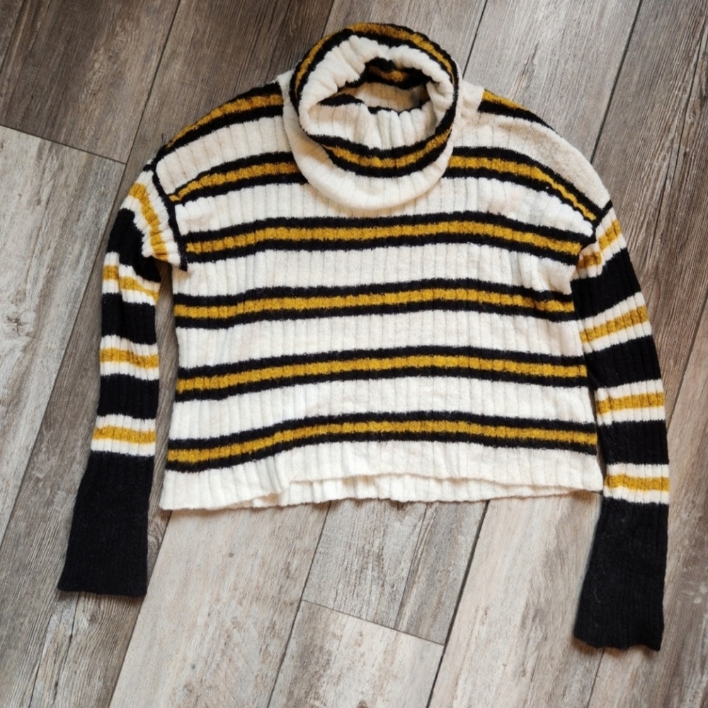 Mustard/Off White/Black Turtleneck Sweater Ten Sixty Sherman size L